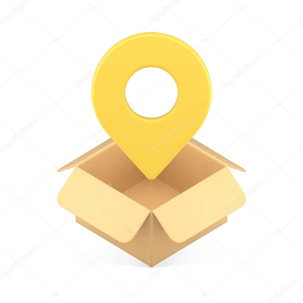 Courier cargo delivery service tracking application order shipment GPS navigation 3d icon vector illustration. Freight purchase postal parcel logistic distribution goods transportation point searching