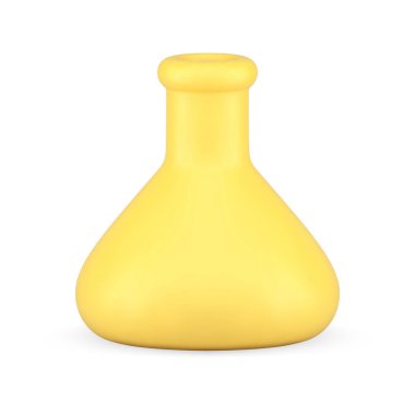 Kimyasal deney şişesi laboratuarı deney tüpü eczane keşfi gerçekçi 3D ikon vektör illüstrasyonu. Tüplü ilaç test ekipmanlarını ölçen biyoloji. Sıvı bileşen sterilizasyonu