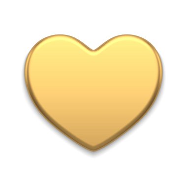 Cute golden heart shape decorative decor statuette for festive holiday realistic vector illustration. Bright luxury design template for Christmas tree, st Valentines day or romantic honeymoon isolated