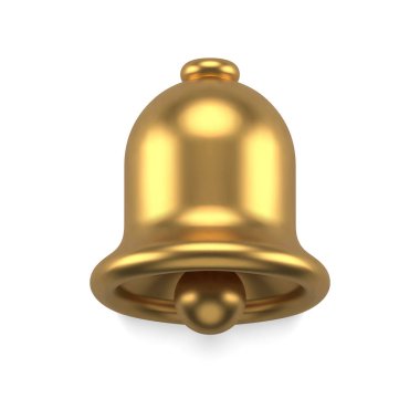 Realistic golden Christmas jingle bell metallic shine vector illustration. Traditional holiday ringing congratulations bauble for Xmas spruce decorative design isolated. Single yellow festive element