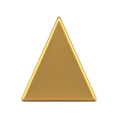 Gerçekçi lüks altın üçgen piramit şekilli Noel ağacı oyuncağı tasarımı 3d şablon çizimi. Xmas Spruce için pahalı bir kış tatili dekoru. Ruhani sembol izole