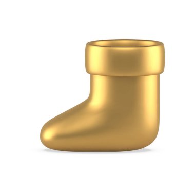 Lüks, altın, metalik, Noel çorabı şekilli, dekoratif oyuncak tasarımı, vektör illüstrasyonu. Pahalı Xmas geleneksel Noel Baba ayakkabısı ya da hediye olarak asılı bir çuval.