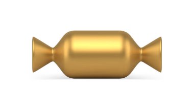 Noel ağacı desenli ambalajlı altın metalik şeker 3D şablon illüstrasyon kutlaması için. Parlak, lezzetli, karamelli tatlı, Xmas ladin, izole edilmiş.