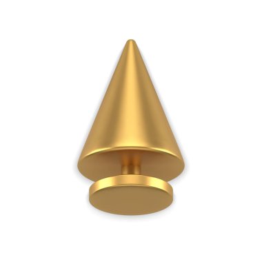 İzometrik 3d şablon gerçekçi vektör çiziminde birinci sınıf minimalist Noel ağacı konisi şekli. Pahalı altın mücevherler geleneksel kış tatili lüks bir maketi süslüyor.