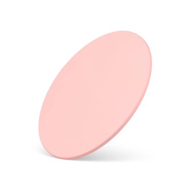 Daire şeklinde ince silindir pembe temel temel temel tasarım gerçekçi vektör çizimi. Yuvarlak sahne temel stüdyo bölümü minimalist geometrik vitrin köşegenini engelliyor.
