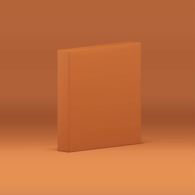 Reklam amaçlı gerçekçi vektör illüstrasyonu için bej 3d duvar dikey görüntü vakfı stüdyo arka planı. Kahverengi temel gösteri mimari platformu simetrik dikdörtgen tasarımı