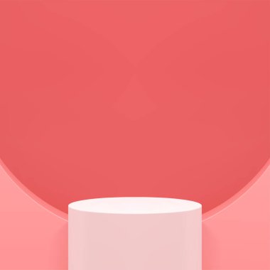 3D podyum performans sahnesi yuvarlak delik alanı soyut tanıtım temel temel gerçeklik illüstrasyonunu oluşturdu. Yaya sahnesi yarışması ödülü Arena Pembe premium minimal daire dekorasyonu