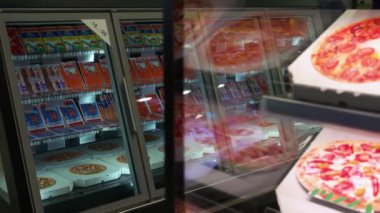 Dondurulmuş yarı bitmiş ürünleri olan buzdolabı..