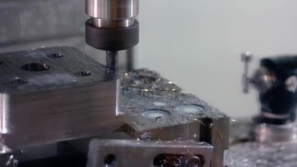 Close-up of metal drilling machine polishing metal thing. — Stok Video