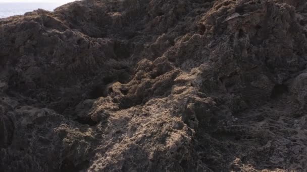 Textura de penhasco rochosa. Close-up de grande formação rochosa geológica. — Vídeo de Stock
