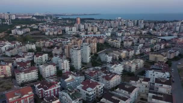 Colorful summer cityscape of modern coastal turkish city. — Stock Video