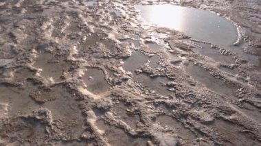 Texture of the travertine thermal springs. Natural limestone.