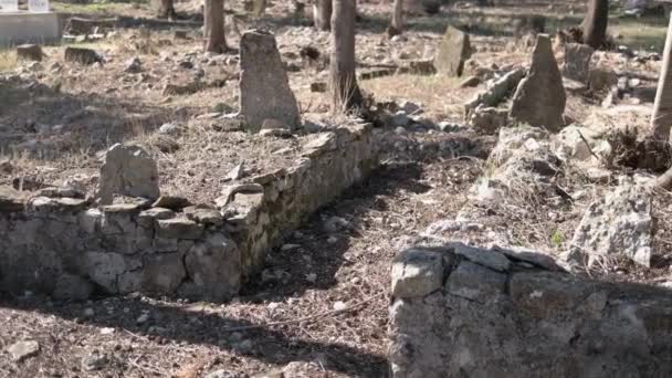 Стародавнє кладовище крупним планом. Старі могили . — стокове відео