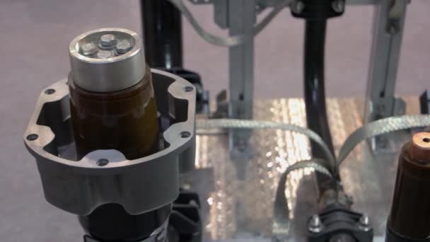Industrial metal planta enginge máquina componentes close-up. — Vídeo de Stock