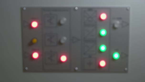 Hand pressing the button on the electrical switch gear. — 비디오