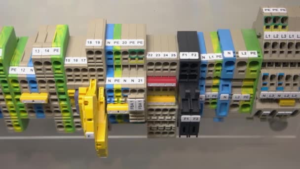 Electricity panel boxes of distribution of an electricity. — Video Stock