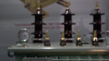 Blurred control panel of industrial factory machine.