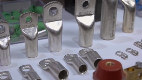 Collection of steel metallic hardware tools close-up. — Stok video