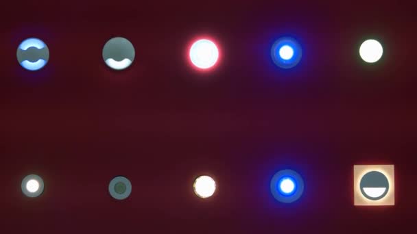 Various LED built-in lamps on a red ceiling. — Wideo stockowe