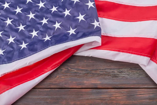 Close Grote Stof Verenigde Staten Vlag Hout Usa Banner Met — Stockfoto