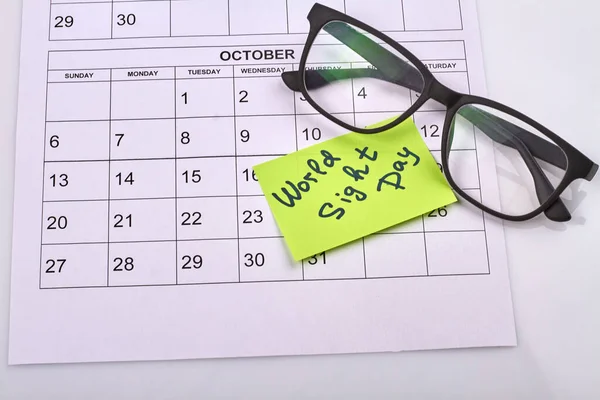 World Sight Day Concept Top View Glasses Month Calendar Paper — Stock Photo, Image
