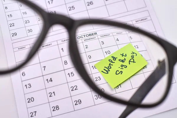 Vision Glasses Paper Month Calendar Paper Note Worlds Sight Day — Stock Photo, Image