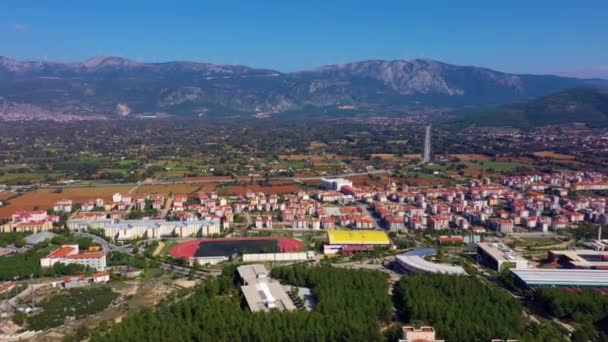 Vacker Antenn Panoramautsikt Stadslandskap Berg Bakgrunden Turkiet Europa — Stockvideo
