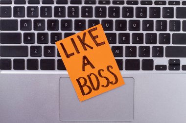 Bilgisayar klavyesindeki patron el yazısı gibi. Üst görünüm.