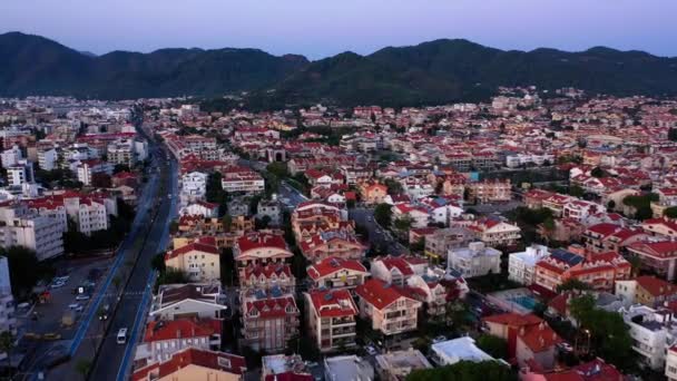 Townscape Marmaris Aerial View Drone Turkey Europe Travel Concept — Vídeo de stock