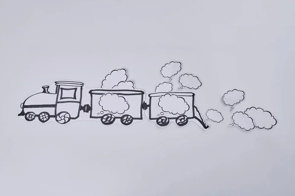 Hand Drawn Train Full Empty Thought Bubbles Many Ideas Concept — Zdjęcie stockowe