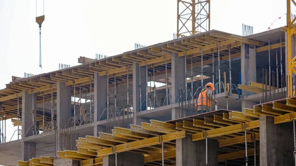 Ukraine Kiev 2019 Working Worker Skyscraper Construction Site Employeed Man — Stok fotoğraf