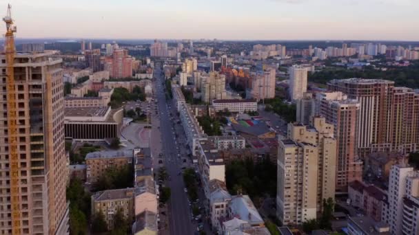 Aerial View Urban City Scape View Morning Top View Drone — Video