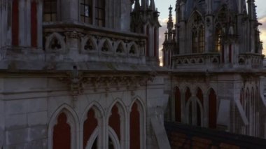 Close-up of old gothic style Roman Catholic Church of St Nicholas. National House of Organ and Chamber Music.