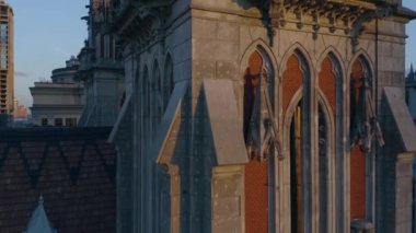 Close-up of ancient historical St Nicholas Roman Catholic Church. National House of Organ and Chamber Music.