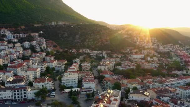 Malowniczy Widok Lotu Ptaka Miasto Kas Antalya Turcja Popularne Miejsce — Wideo stockowe