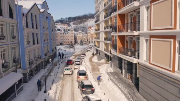 2021 Київ Україна Погляд Автомобілі Міській Вулиці Після Сильних Снігопадів — стокове відео