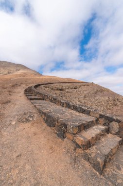 Mirador de Vallebron Cennete giden merdiven, Fuertaventura, İspanya.