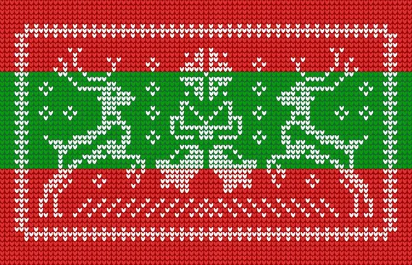 Strickmuster Hässlichen Pullover Stil Mit Glöckchen Und Weihnachts Rentieren — Stockvektor
