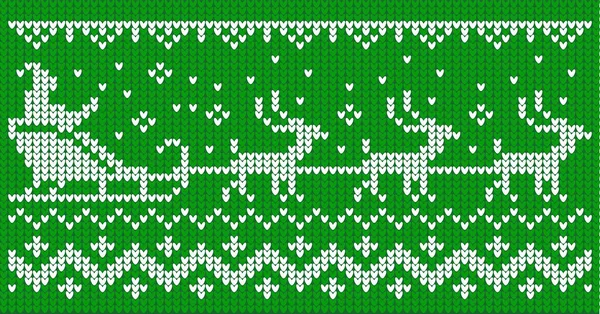 Set Ugly Sweater Patterns Santa Claus Reindeer Team Green Background — Stock Photo, Image