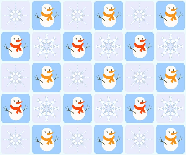 Winter Nahtloses Muster Auf Leicht Kariertem Hintergrund Mit Schneemann Und — Stockfoto