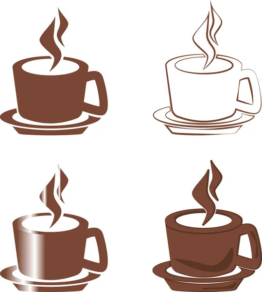 Ensemble Logo Simple Monochrome Avec Tasse Café Sur Fond Transparent — Image vectorielle