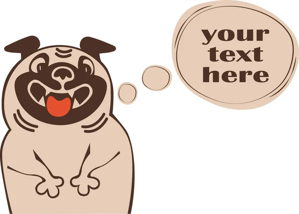 Speech Bubble Quote Funny Pug Dog Upper Body Part — Stock Vector