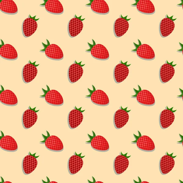 Seamless Pattern Ripe Strawberry Summer Fruit Romantic Card Valentine Day — стоковый вектор