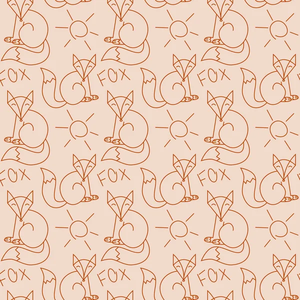 Simple Pattern Kids Contour Fox Drawing Outline Style Text — Stok fotoğraf