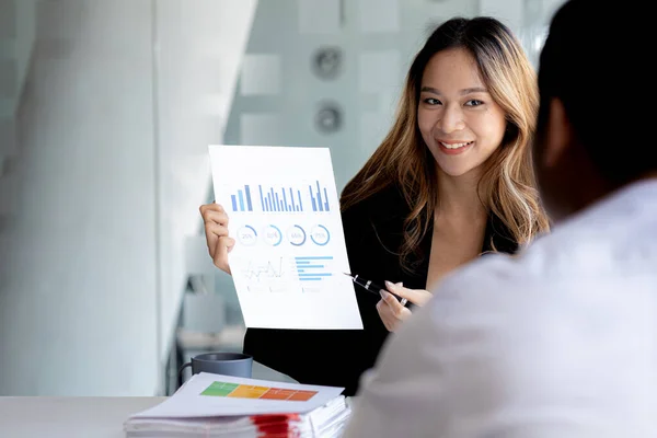 Finance Managers Employees Meeting Conference Room Table Some Documents Company — Foto Stock