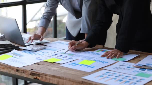 Two Businessmen Meeting Together Company Conference Room Discussing Plans Grow — Stock Video