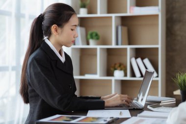 Ofiste çalışan Asyalı kadınlar, işletme yöneticisi olarak genç Asyalı iş kadınları, kurucu ve işletme yöneticileri, genç kadın iş adamları. Girişim iş konsepti.