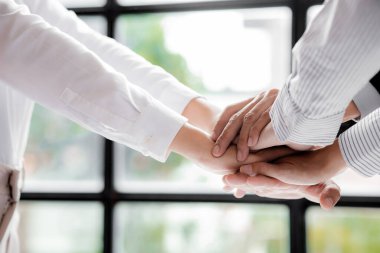 Üç kişi yumruklarını birleştiriyor, iş adamları ortak girişim şirketleri kuruyor, genç girişimciler şirket kuruyor. Birlikte şirketin kar etmesini sağlayacak bir plan yapacağız..