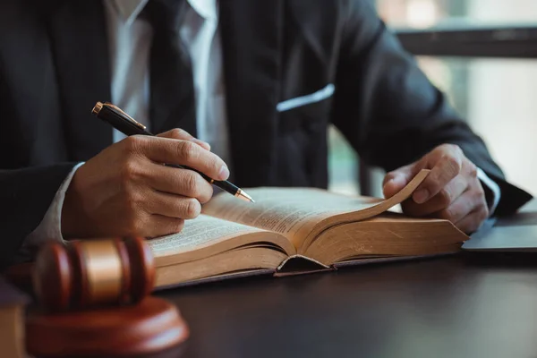 Lawyers Read Legal Books Defend Clients Cases Lawyer Concept Assumes — Stock Photo, Image