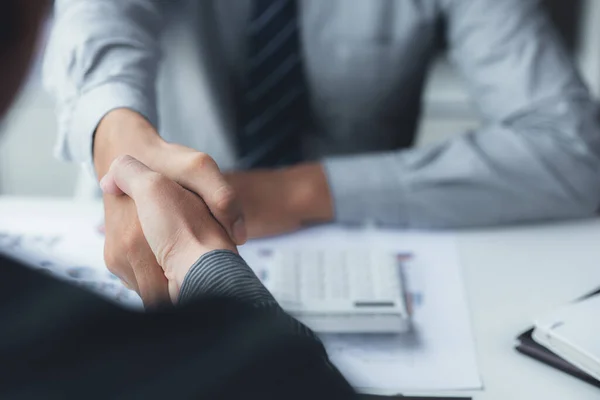 Business Investor Group Holding Hands Two Businessmen Agreeing Business Together — Photo